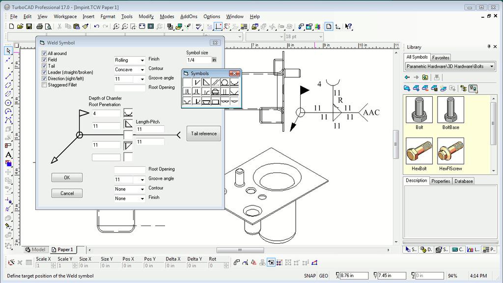 Drafting Palette The Drafting Palette is one of the most powerful features for advanced drafting and detailing in TurboCAD Pro.