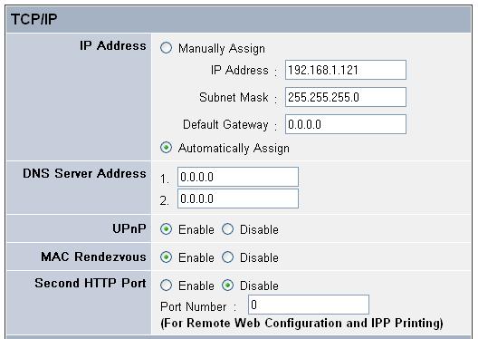 - IP Address: This option allows you to set the IP address manually or automatically.