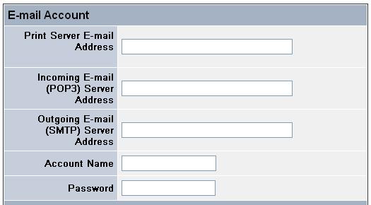 - Incoming E-mail (POP3) Server Address: Enter the server address that is used to receive your E-mail in this box.