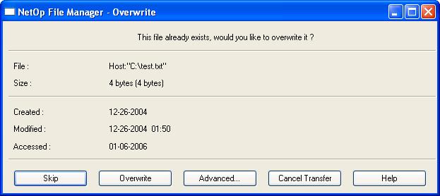 Overwriting/deleting files: Check this box to show this window or the Delete window if you are about to overwrite or delete files (default: