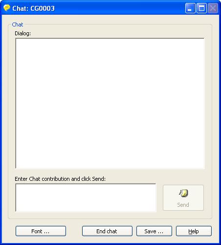 Its title bar will show the name of the Host. Dialog: []: This pane will show the chat dialog with the name of the sender preceding each contribution.
