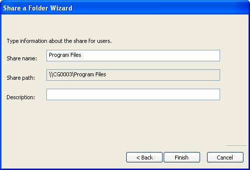 Share name: []: Will show the share name, by default the folder name specified in the previous wizard window. You can edit the share name.