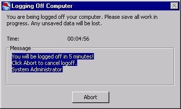 Lock computer (Windows NT, 2000, XP only): Lock the Host computer (default selection, works only with Windows 2003, XP, 2000 or NT Host computers). Log off user: Log off the Host computer user.