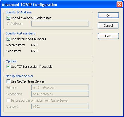 Common Tools : Specify IP Address þ Use all available IP addresses: Leave this box checked to use all available IP addresses (default: checked).