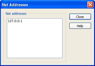 Common Tools Net Addresses []: The pane will show enabled computer network addresses.