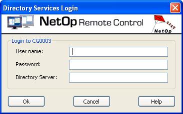 User name: []: Specify in this field a directory services user common name specified on the Host or Netop Security Server and on the directory server specified below.