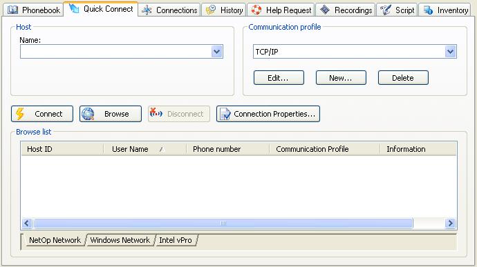 3.4.4.2 Quick Connect Tab This Tab Panel tab will be shown unless hidden from the Program Options window Layout Tab.
