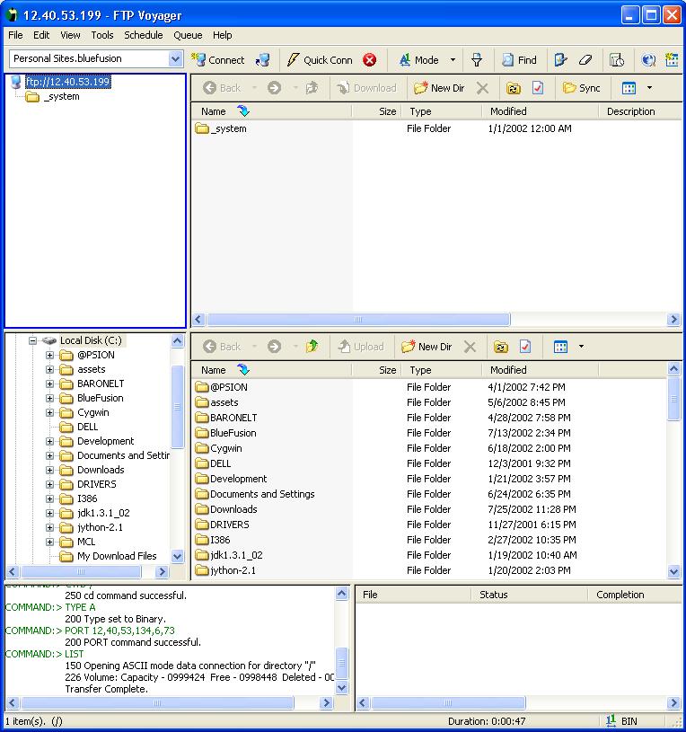 MSDOS TM are available for administration via telnet. Simplified administration can be done using a number of low cost shareware ftp programs, such as FTP Voyager, www.rhinosoft.com.