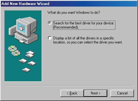 Installing the Drivers (continued) Windows 98SE
