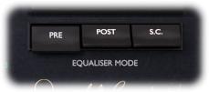 Pre/Post/S.C.: This switch controls where the equalizer sits in the processing chain. When set to Pre, the equalizer comes before the dynamics processor.