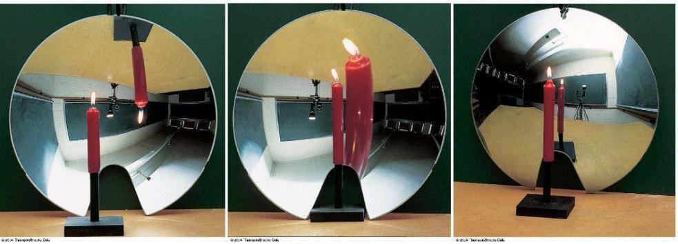summary: Image Characteristics of Different Mirrors p. 328 Demonstrate with giant concave mirrors PLANE MIRROR CONCAVE MIRROR (object is closer to the mirror than the principal focus) fg 4 p.