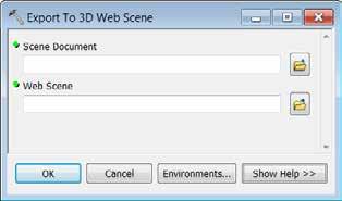 Export to 3D Web Scene Export ArcScene documents Upload to ArcGIS Online No
