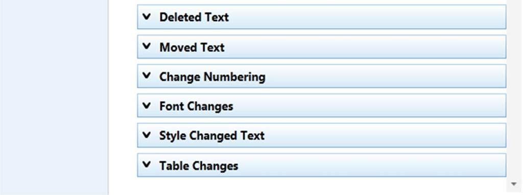 specific types of changes are displayed in the Redline.