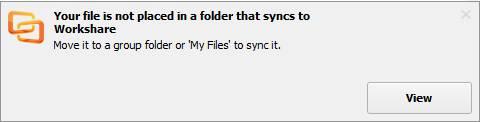 Working Online In either of the above scenarios, the icon next to the file and a popup message alert you that the file/folder cannot synchronize to Workshare.