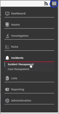 The 'Incident Management' screen: Use the drop down menus on the left to view incidents: Generated on the network of a specific
