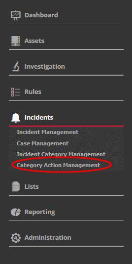 You can also view and manage actions of all incident categories from the main menu You can manually create and remove actions for incidents To view the