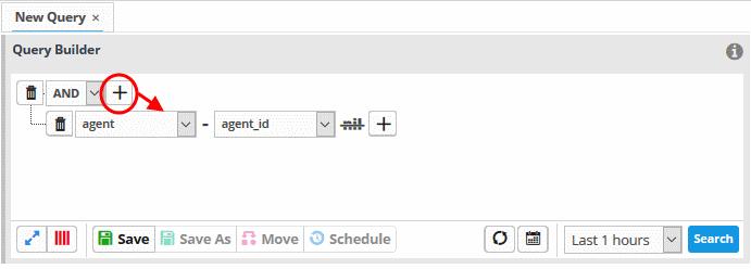 The options available are: AND OR NOT Click the button to add a filter The 'Field Groups' drop-down and 'Fields'