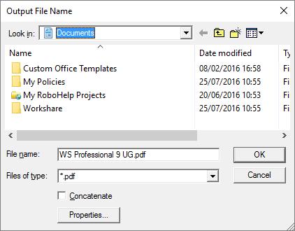Protecting Documents 3. Specify other settings as required and click Print. The Output File Name dialog is displayed. 4.