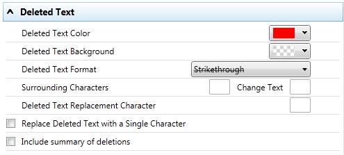 Configuring Rendering Sets The Inserted Text parameters are described in the following table: Parameter Inserted Text Color Inserted Text Background Inserted Text Format Surrounding Characters