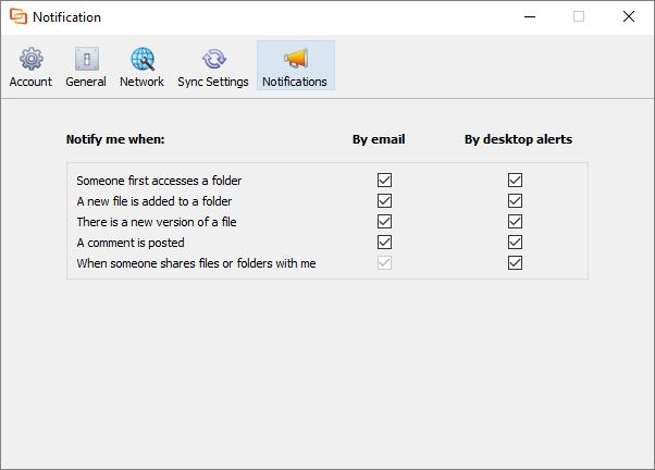 Configuring Workshare Desktop App 17. Select Notifications. 18. If required, change the notification settings.