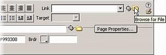 Figure 27. Click the folder icon. In the Select File dialog box, browse to the menu.html file (which is in the same folder as the index.html file) and click OK (Windows) or Choose (Macintosh).
