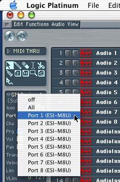 Logic In Logic, you can choose a port for a MIDI