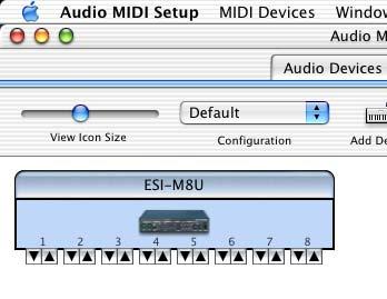 Driver Installation under Mac OS X In Mac OS X 10.2 (Jaguar) or later, you can check if your M8U is recognized properly by using Audio MIDI Setup application in Applications/Utilities folder.