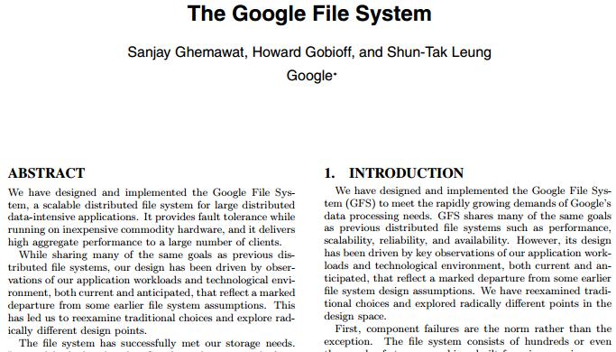 History Google's MapReduce and Google File System (GFS)
