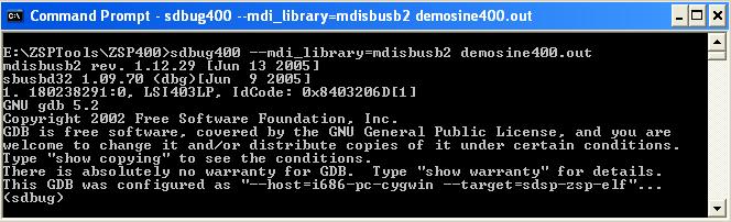3.4 Sample Debug Session Several sample programs are supplied on the SB-USB2 JTAG installation CD. The following sample debug session will demonstrate the procedure using SDBUG400.