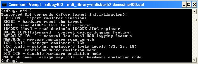 In this example the target board is Domain Technologies DT402EB. 1. Using a Dos Window, enter the following command to start the debugger from the directory containing the sample application.