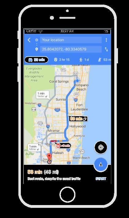 4.8.5 Map View (with directions) Accessing Google Map 1. Select <Recipient> on Home Menu.