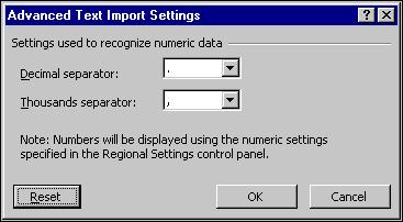 40 C HAPTER 13. Click Advanced. The Advanced Text Import Settings screen appears. 14.