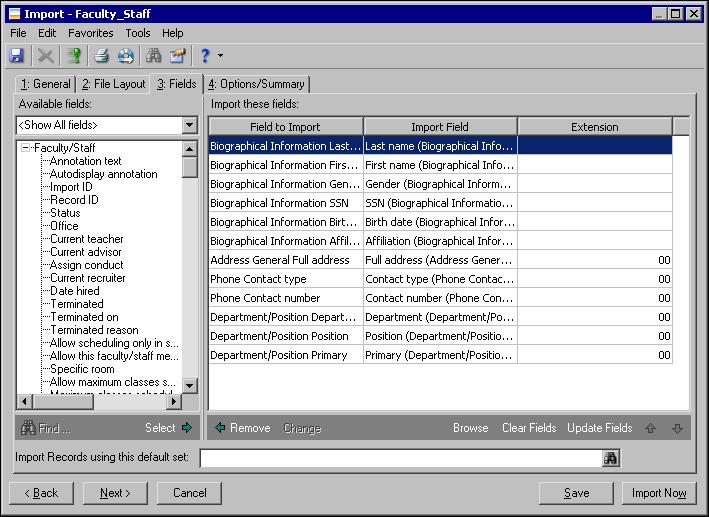 A DMISSIONS OFFICE IMPORTS 71 12. In the Field Separators and Text Qualifiers frame, select the field separators and text qualifiers used in the import file.