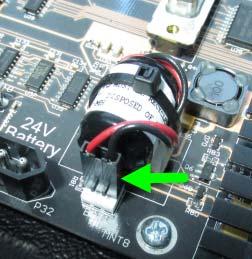 ICPAM 3.0 Installation Guide 4. Carefully unplug the memory battery connector from the controller s main board at location BAT1 (as shown in the following photograph). 5.