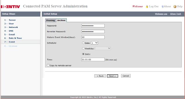 ICPAM 3.0 Installation Guide b. Click the Archive tab and the Archive subpage appears.