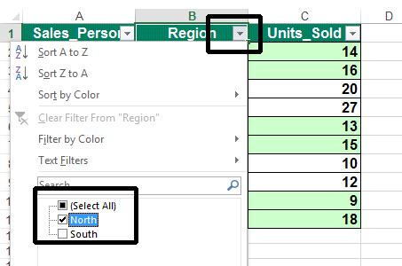 Excel 2013 Advanced Page 120 Click on the check box next to North.