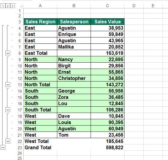 Excel 2013 Advanced Page 137 The numbers at the top of the