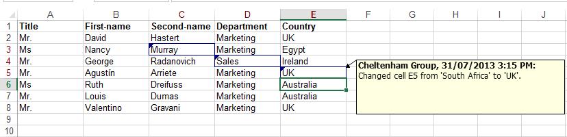 Excel 2013 Advanced Page 144 Move the mouse pointer over cell E5 and you will see a
