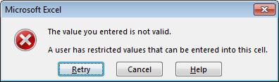 Excel 2013 Advanced Page 189 Click on the Retry button and then enter a valid time.