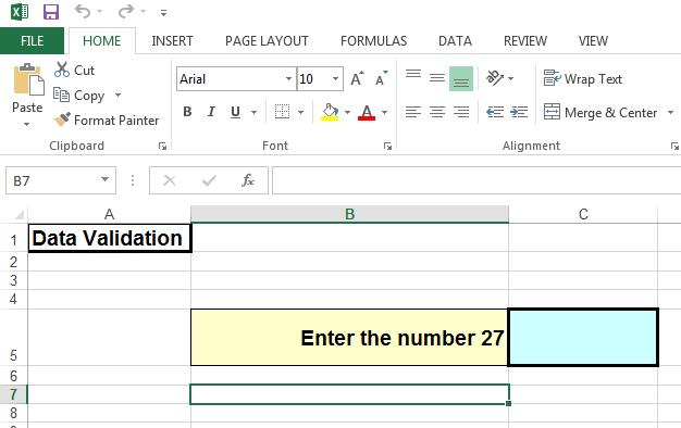 Excel 2013 Advanced Page 192 Click on the Retry button and then enter a word containing exactly 3 characters. Enter appropriate data validation codes into the rest of the cells in the range C6 to C12.