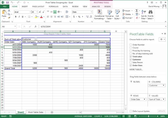 Excel 2013 Advanced Page 20 In this example we are going to automatically group the