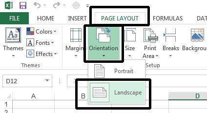 Excel 2013 Advanced Page 215 Orientation button. From the drop down list displayed, select Landscape.