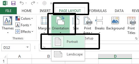 To see the effect of the macro, first click on the Page Layout tab and within the Page Setup group click on the Orientation button.