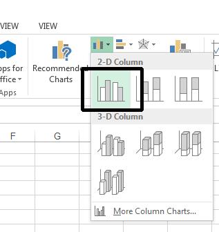 Excel 2013 Advanced Page 34 A column chart will be inserted into the worksheet.