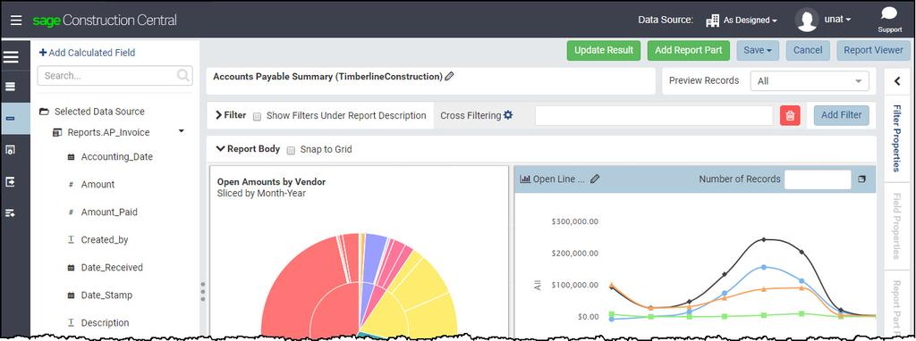Open the Sage Construction Central menu and select Dashboards > View Reports to take you to the report list page.