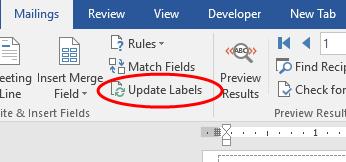Click on Update Labels.