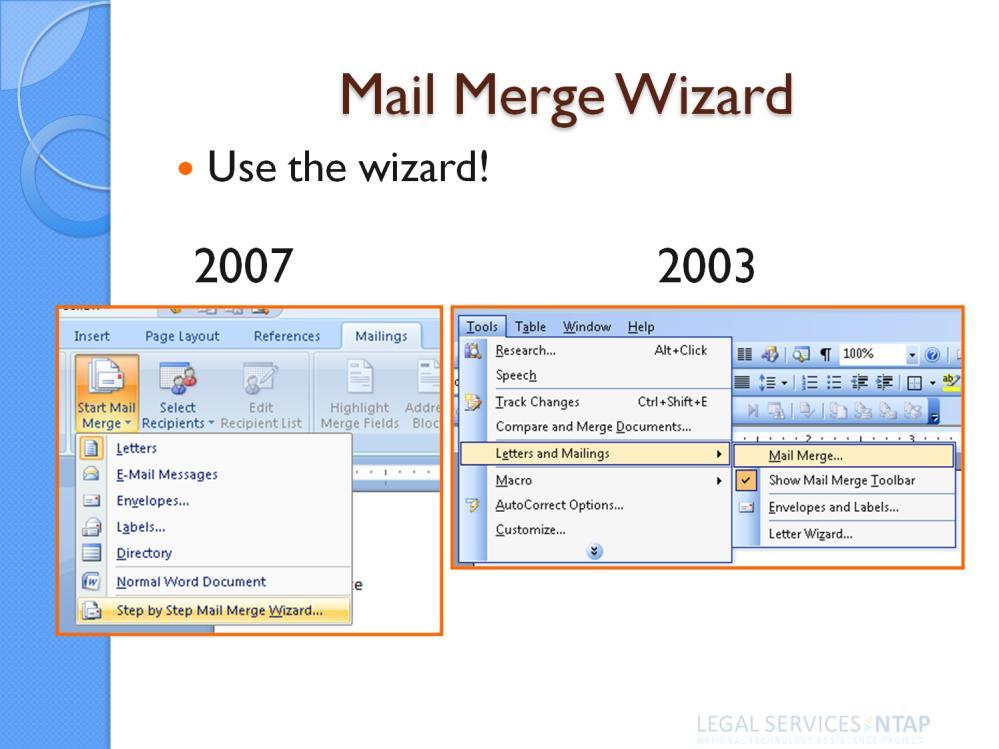 A mail merge is made up of two components a document (which can be a letter, envelope, or label) and a data set.