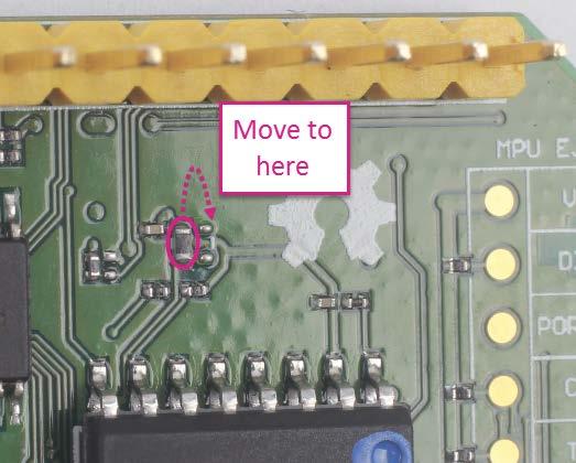 Figure 4 JTAG resistors on the bottom of the LinkIt Smart 7688 2) Move a resistor by unsoldering and soldering it to a position to the right as shown in Figure 5, after you ve finished moving the