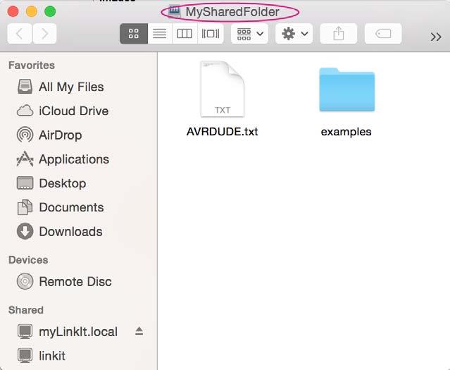 4) Check Finder and you ll see MySharedFoloder as shown in Figure 41. You can now transfer files in this folder.