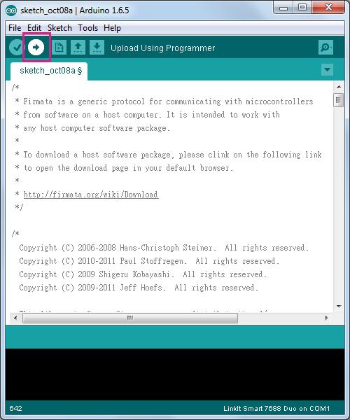 Figure 58Copying example code from Github 3) Copy the example code to the Arduino IDE and click Upload, as shown in Figure 59.